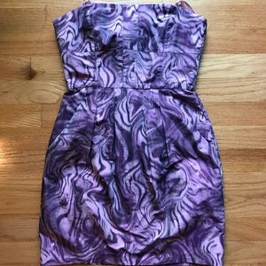 Bcbgmaxazria Strapless Purple Mini Dress
